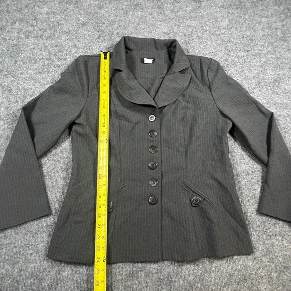 Spago Blazer Jacket Womens 10 Charcoal Gray Single Breasted Notch Lapel Formal - Picture 6 of 14